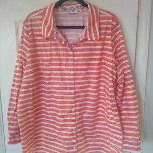 Susan Graver Striped Button Down Women Top 26W